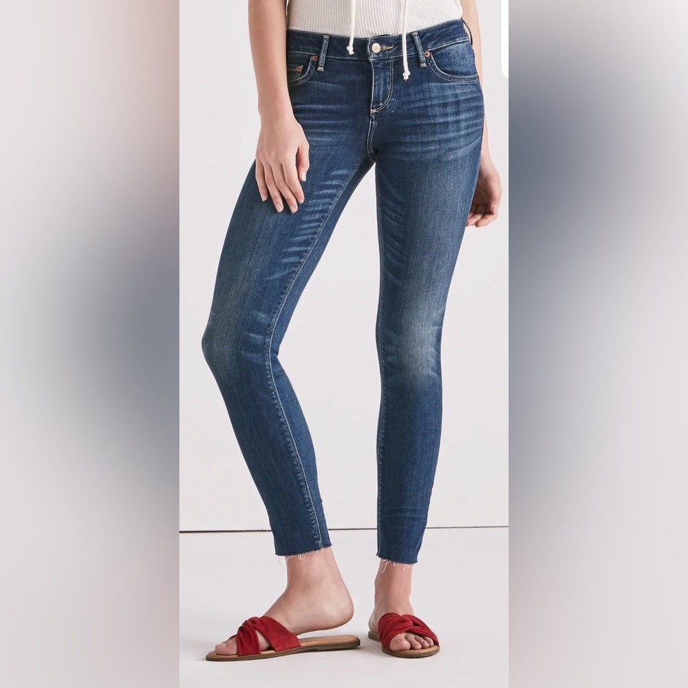 Lucky Brand Orta Premium Denim Lolita Skinny Jeans Ankle Frayed Hem Mid Rise